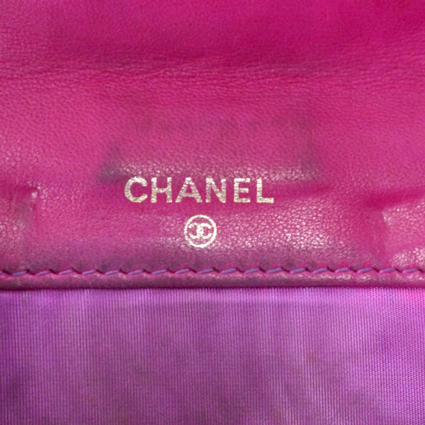 OLD CHANEL　＜訳あり＞ココステッチWホック折財布（ピンク/キャビアスキン）