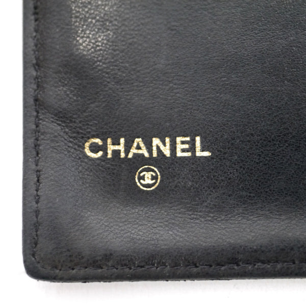 OLD CHANEL ココステッチがま口長財布（黒/ラムスキン）
