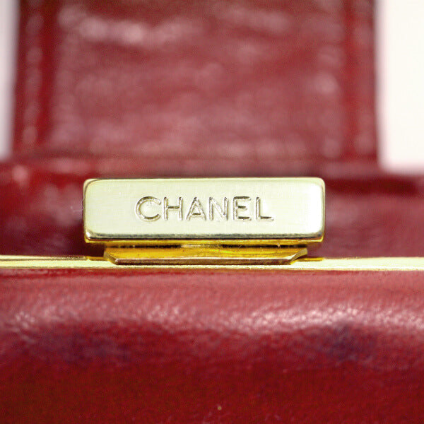 OLD CHANEL ココステッチがま口長財布（赤/ラムスキン）