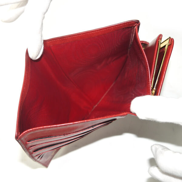 OLD CHANEL ココステッチがま口長財布（赤/ラムスキン）