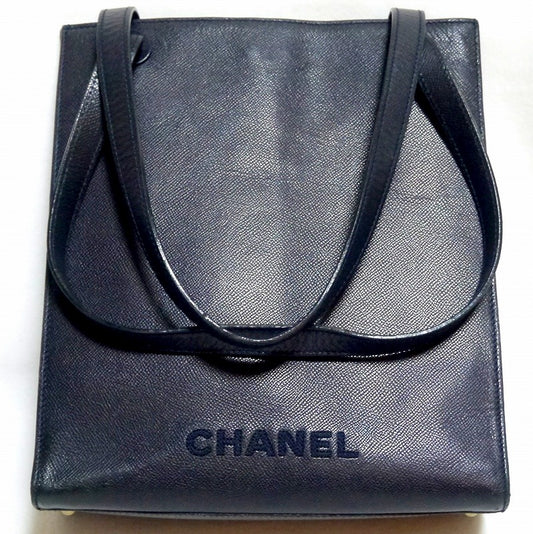 OLD CHANELトートバッグ（濃紺・キャビアスキン）