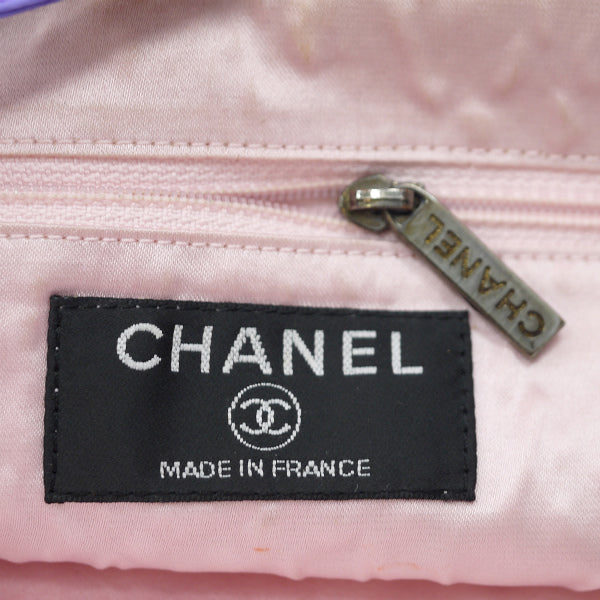 CHANEL　レトロ柄コットン がま口トート(パープル×ピンク)