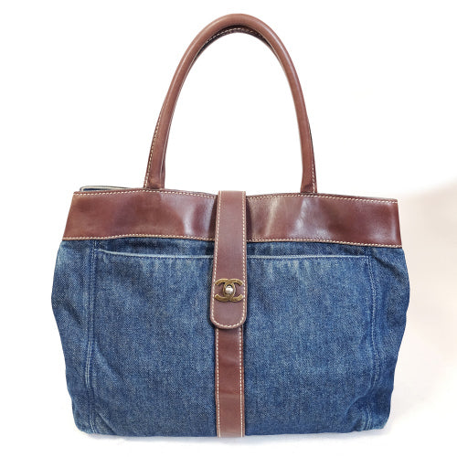 OLD CHANEL　デニムトートバッグ(ワンウォッシュブルー)