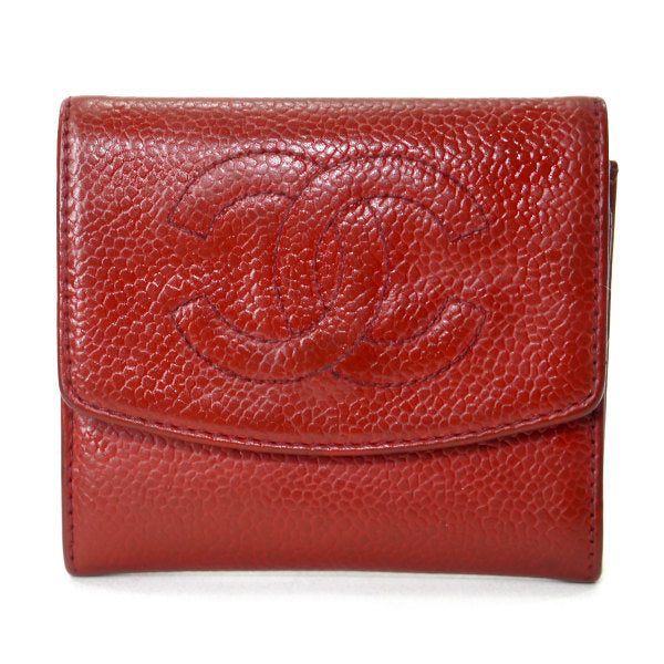 OLD CHANEL ココステッチ コイン＆カードケース（赤/キャビアスキン）