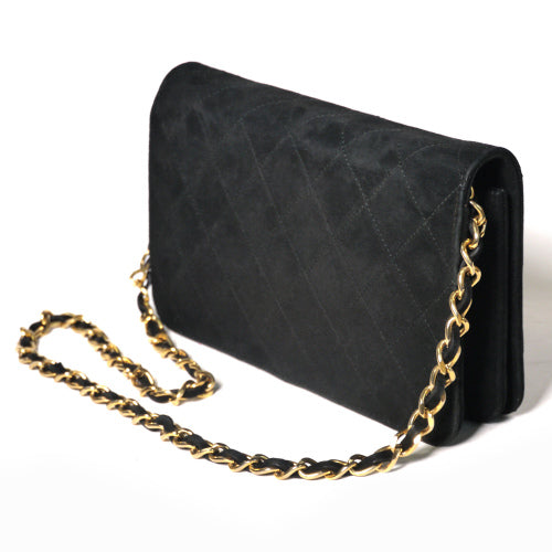 OLD CHANEL ＜訳あり＞定番スエードチェーンショルダー（黒）