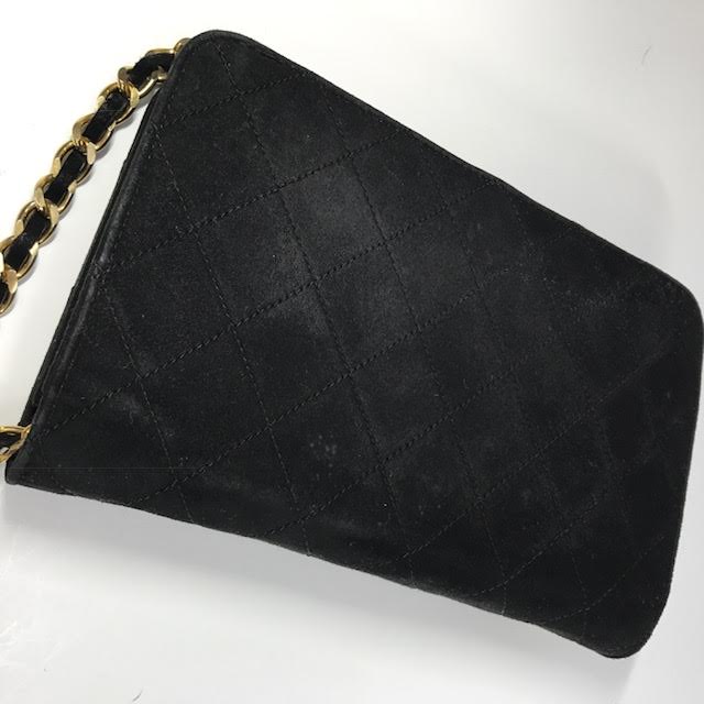 OLD CHANEL ＜訳あり＞定番スエードチェーンショルダー（黒）