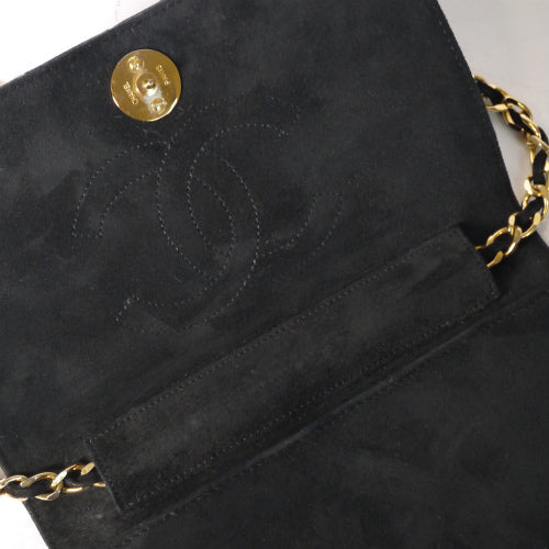 OLD CHANEL ＜訳あり＞定番スエードチェーンショルダー（黒）