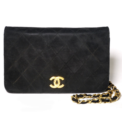 OLD CHANEL ＜訳あり＞定番スエードチェーンショルダー（黒）