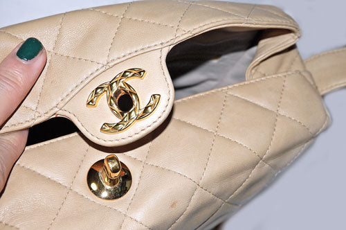 OLD CHANEL ＜訳アリ＞ベージュ マトラッセ  ショルダー