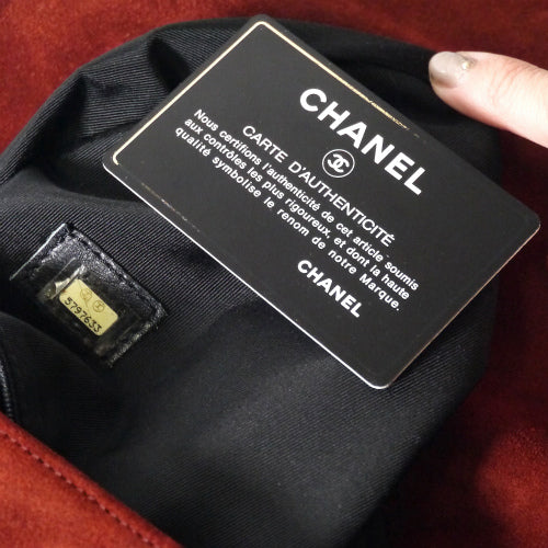 OLD CHANEL　フリンジ付スエードショルダー（海老茶）