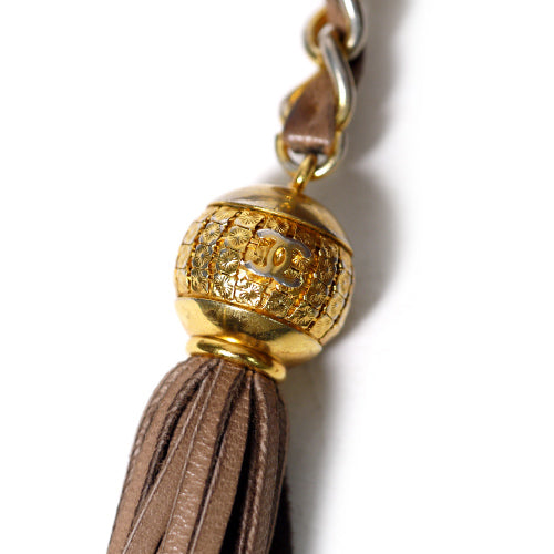 OLD CHANEL　フリンジチェーンショルダー（リザード・茶）