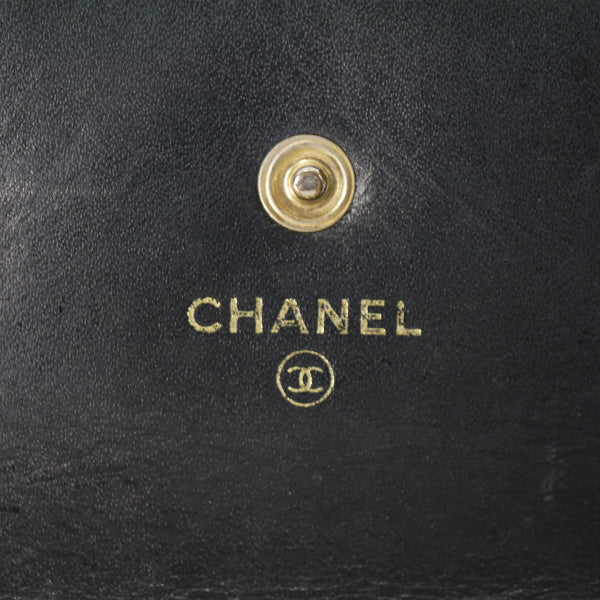 OLD CHANEL　ココステッチ三つ折財布（黒/キャビアスキン）