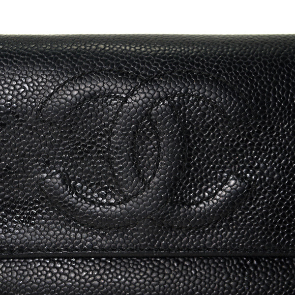 CHANEL ココステッチ三つ折ミドル財布（黒/キャビアスキン） – Vintage