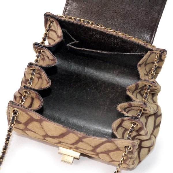 CHANEL　キリン柄ハラコ チェーンハンドバッグ
