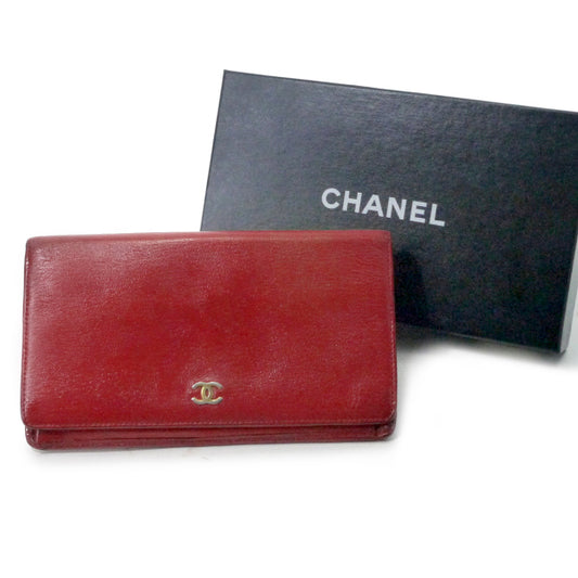 OLD CHANEL　ココマーク ソフトキャビアスキン長財布（赤）