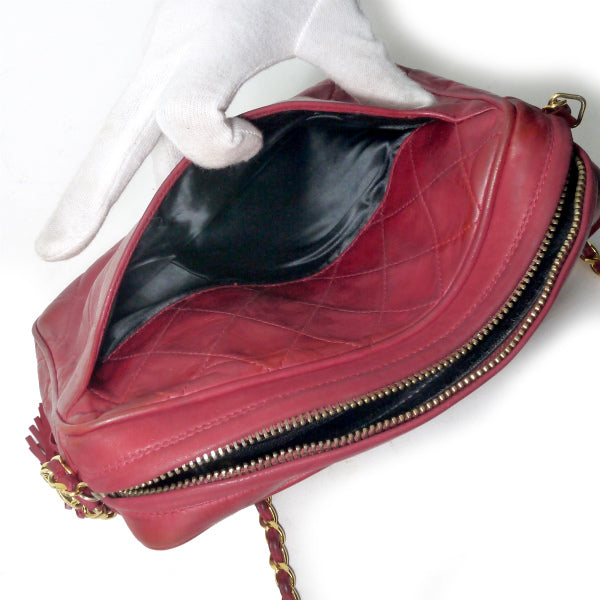 OLD CHANEL　フリンジマトラッセ チェーンバッグ（赤）