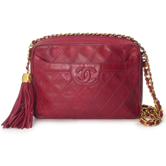 OLD CHANEL　フリンジマトラッセ チェーンバッグ（赤）