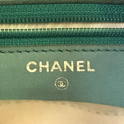 OLD CHANEL  ＜訳アリ＞ キャビアスキンココマークステッチ折財布（水色）