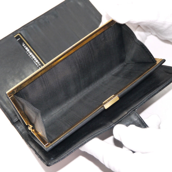 OLD CHANEL　がま口長財布（黒/キャビアスキン）