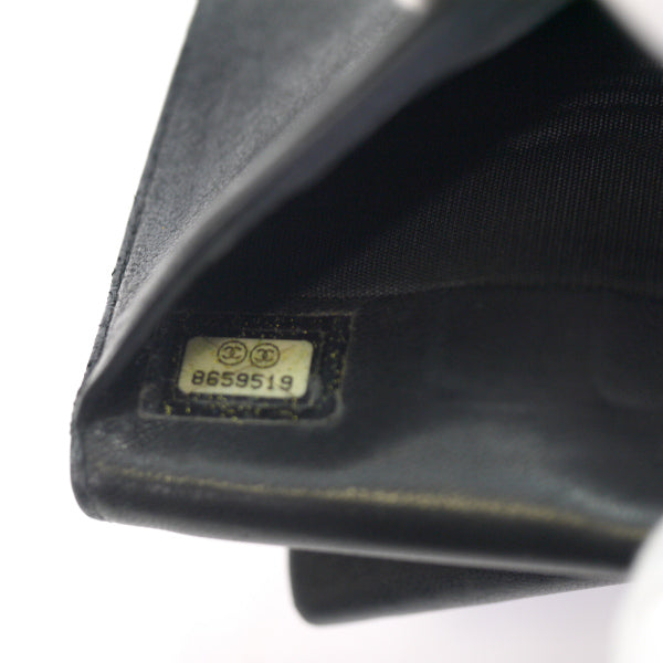 OLD CHANEL　がま口長財布（黒/キャビアスキン）