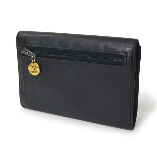 OLD CHANEL  ココマーク ポーチウォレット（黒/ラムスキン）