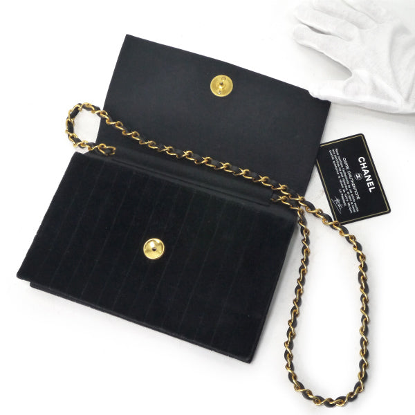 OLD CHANEL スエードマドモアゼルステッチチェーンバッグ（黒）