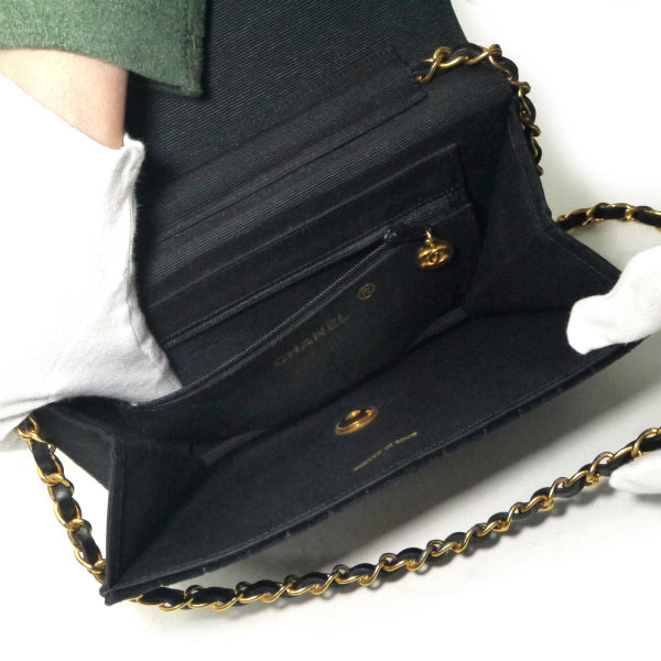 OLD CHANEL スエードマドモアゼルステッチチェーンバッグ（黒）