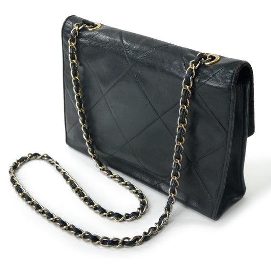 OLD CHANEL　ダイヤココマークステッチ チェーンショルダー（黒）