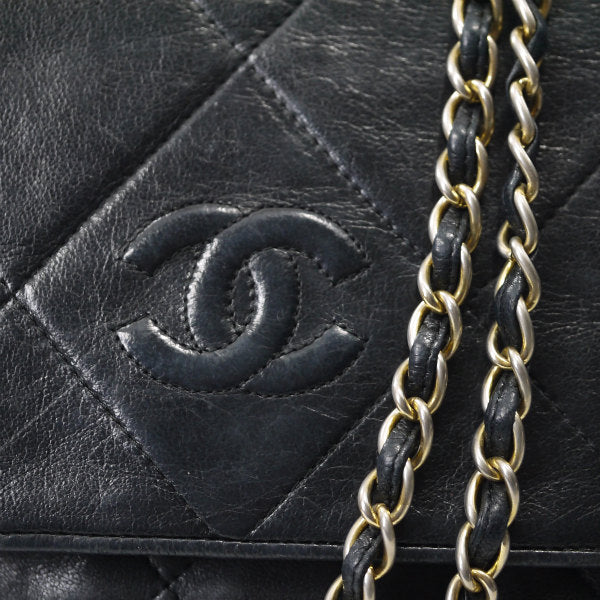 OLD CHANEL ダイヤココマークステッチ チェーンショルダー（黒