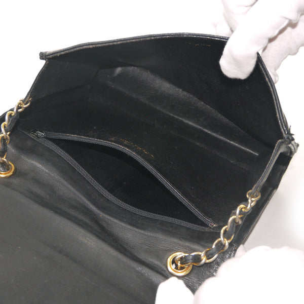 OLD CHANEL ダイヤココマークステッチ チェーンショルダー（黒