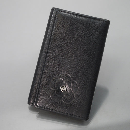 CHANEL　カメリア６連キーケース（黒/箱付き）
