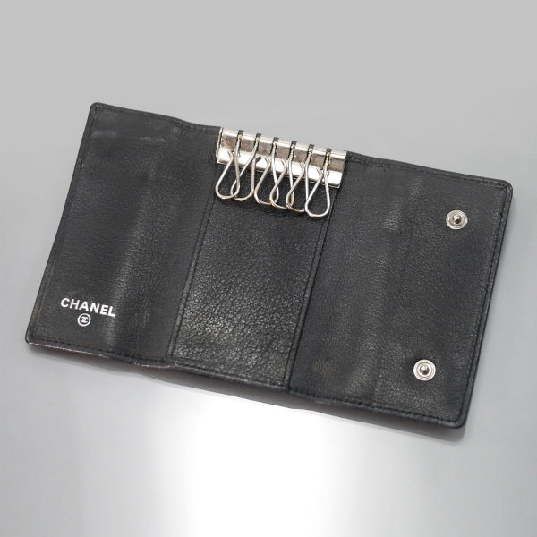 CHANEL　カメリア６連キーケース（黒/箱付き）
