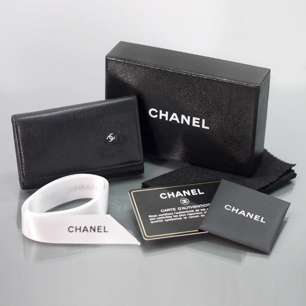 CHANEL　カメリア６連キーケース（黒/箱付き）