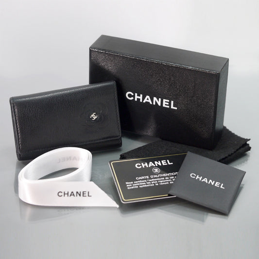CHANEL　カメリア６連キーケース（黒/箱付き）