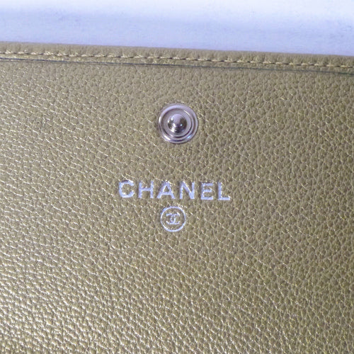 CHANEL 本革 シャンパンゴールド長財布