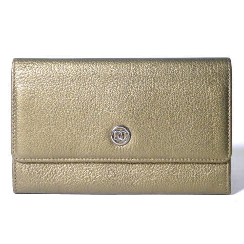 CHANEL 本革 シャンパンゴールド長財布