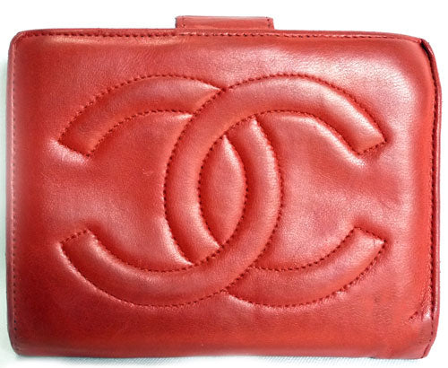 OLD CHANEL ラム革 財布（赤・がま口）