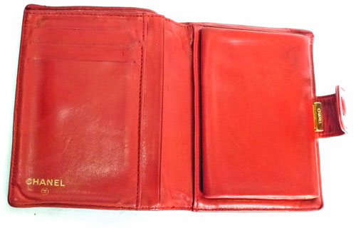 OLD CHANEL ラム革 財布（赤・がま口）