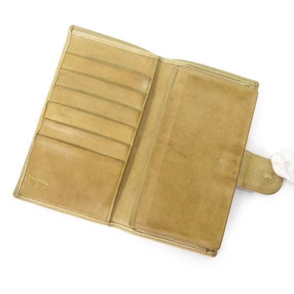 OLD CHANEL　マトラッセがま口長財布（キャビアスキン/ベージュ）