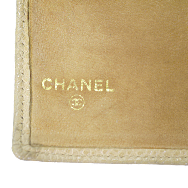OLD CHANEL　マトラッセがま口長財布（キャビアスキン/ベージュ）