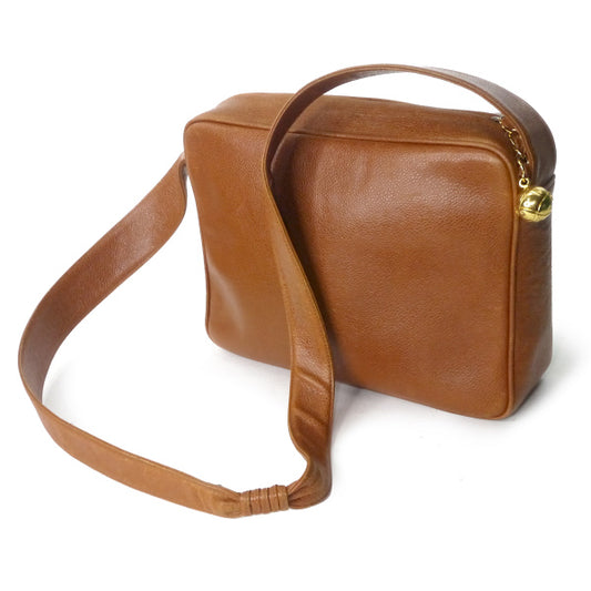 OLD CHANEL トリプルココステッチショルダー（キャメル/キャビアスキン）