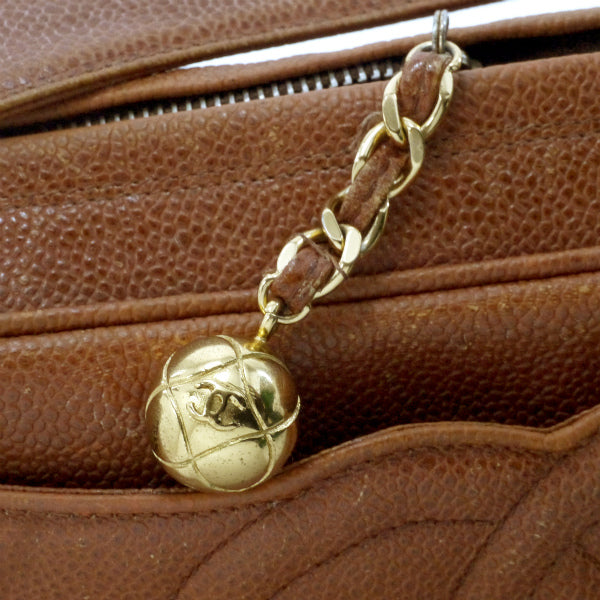 OLD CHANEL トリプルココステッチショルダー（キャメル/キャビアスキン）