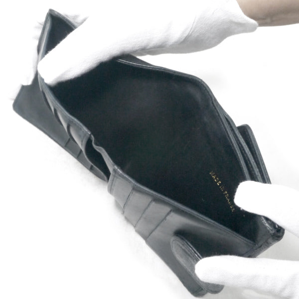 OLD CHANEL ココステッチWホック折財布（黒/キャビアスキン