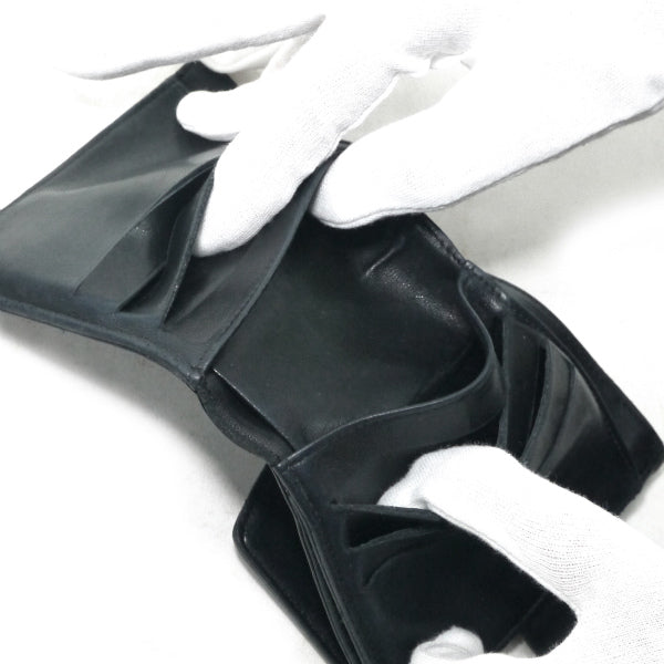 OLD CHANEL　ココステッチWホック折財布（黒/キャビアスキン）