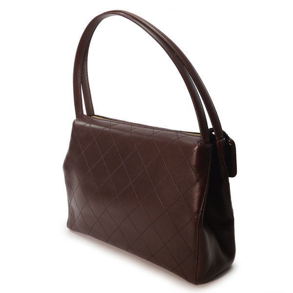 OLD CHANEL　マトラッセ大型ハンドバッグ（濃茶・ラムスキン）