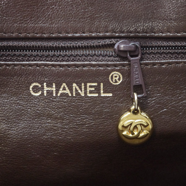 OLD CHANEL　マトラッセ大型ハンドバッグ（濃茶・ラムスキン）