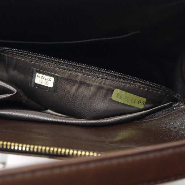 OLD CHANEL　マトラッセ大型ハンドバッグ（濃茶・ラムスキン）