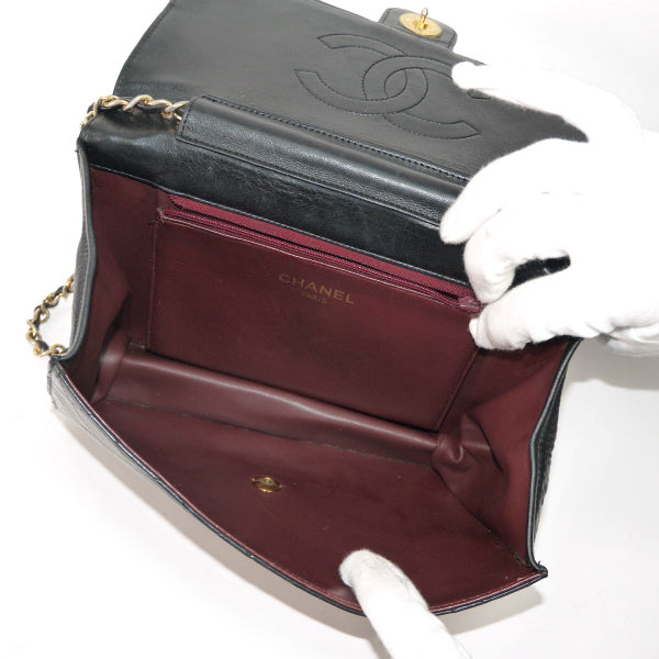 OLD CHANEL マトラッセチェーンショルダー（黒/ラムスキン）