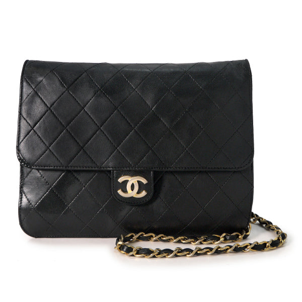 OLD CHANEL マトラッセチェーンショルダー（黒/ラムスキン）