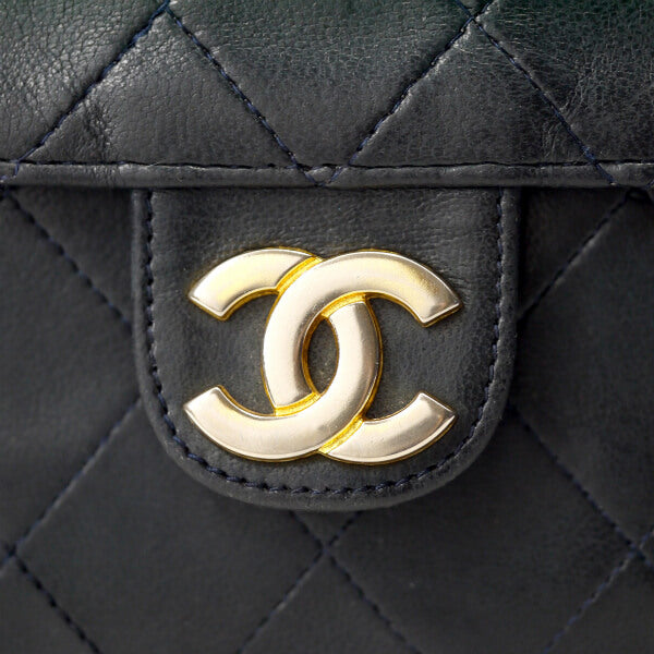 OLD CHANEL マトラッセ定番チェーンショルダー25（黒/ラムスキン）